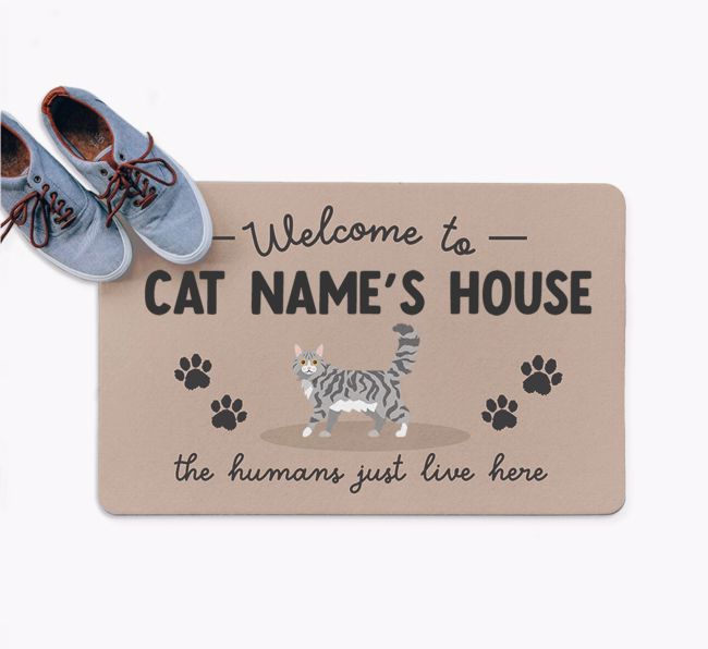 Welcome To The Cats House: Personalised {breedFullName} Doormat